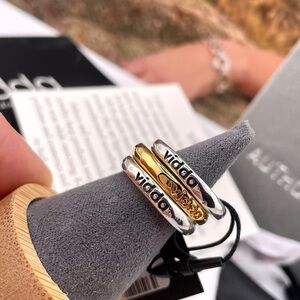 Three separate rings, silver and gold